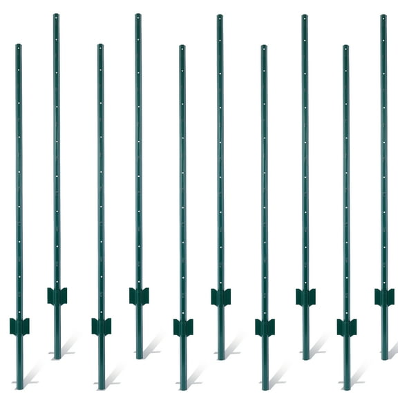 LiviNest 5FT Heavy Duty Fence Posts: Steel U-Post with Anchor Plate & Hooks - Poultry Garden Fencing System for Backyard Chicken Coop & Small Animal Protection
