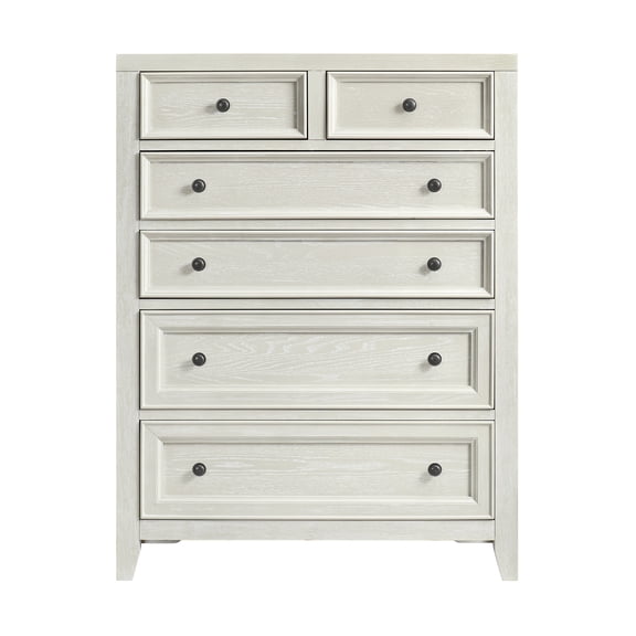 LiviNest 6-Drawer Dresser Chest: Classic White Wood Storage Cabinet - Modern Bedroom Furniture for Small Apartments & Compact Spaces with Smooth Metal Drawer Slides