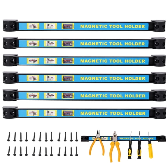 LiviNest 6-Pack 18-Inch Heavy Duty Magnetic Tool Bar, Expandable Neodymium Magnet Strip with Mounting Screws for Garage Workshop Wall Tool Storage and Organization