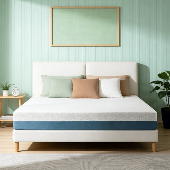 LiviNest 7-Zone King Mattress for Couples: 10-Inch Copper-Infused Cooling Foam - Adjustable Bed-Friendly & Motion Isolation - Made in Japan with Blue-White Cover