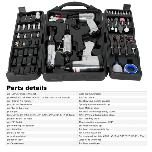 LiviNest 71 Piece Air Tool Kit: Impact Wrench & Grinder Set - Heavy-Duty Pneumatic Tools for Professional Mechanics & DIY Garage Use