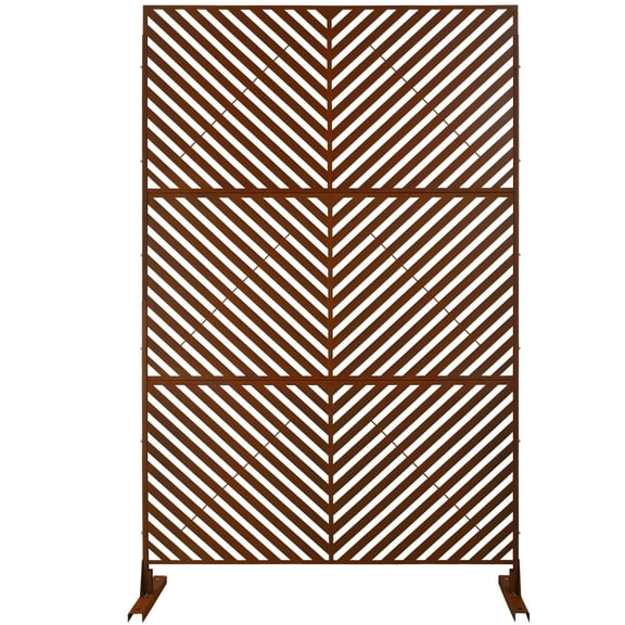LiviNest 76" Metal Privacy Screen: Freestanding Decorative Room Divider for Balcony & Patio - Rust-Resistant Outdoor Fence Panel with Herringbone Pattern & Easy Assembly for Garden & Deck Spaces