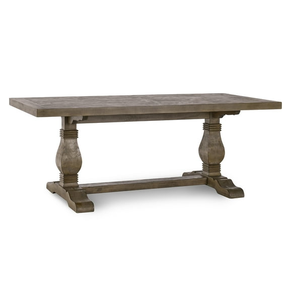 LiviNest 78" Rustic Wooden Dining Table: Hand Finished Distressed Brown Farmhouse Style - Solid Wood Construction for 6 Person Seating & Water Based Finish in Country Dining Room Setting