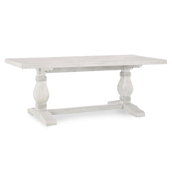 LiviNest 78" Farmhouse Dining Table: 6-Seat Solid Wood Table - Hand-Finished Distressed Ivory Finish for Family Gatherings & Entertaining