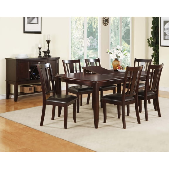 LiviNest 7pc Dining Table Set with Butterfly Leaf: Modern Espresso Rubberwood Kitchen Dining Room Furniture - Expandable Table & 6 Side Chairs for Small Family Gatherings & Home Entertaining