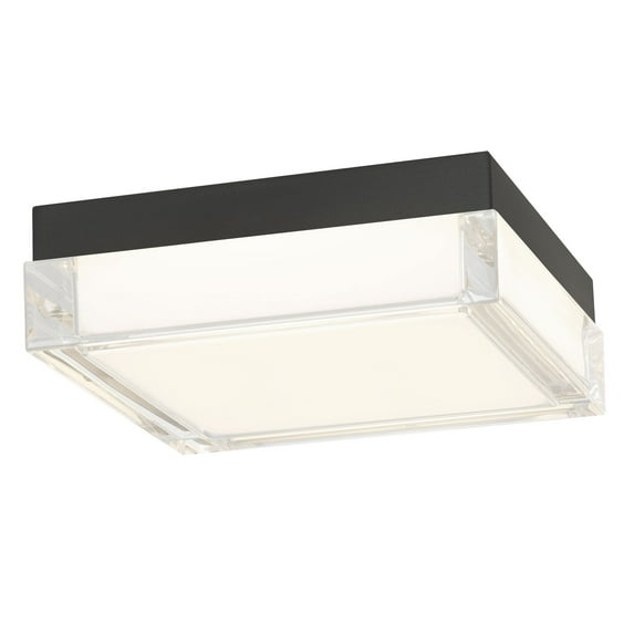 LiviNest 8-inch LED Flush Mount Light: Modern Rectangular Ceiling Lighting for Bathroom - Black Metal Frame with Clear Sides & 3 Color Temperature Selectable 3000K/4000K/5000K Dimmable Design for Bou