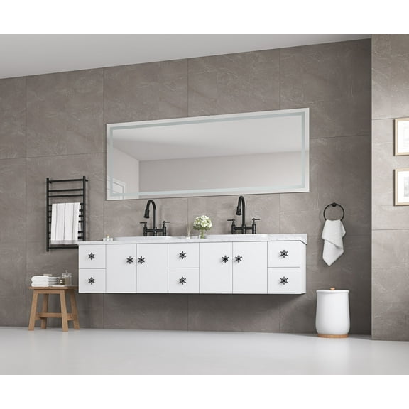 LiviNest 96 Inch LED Bathroom Mirror: 3 Color Temperature Anti-Fog Vanity Mirror - Wall Mounted Makeup Mirror with Memory Function & Stepless Dimming for Luxury Vacation Rentals & Boutique Hotels