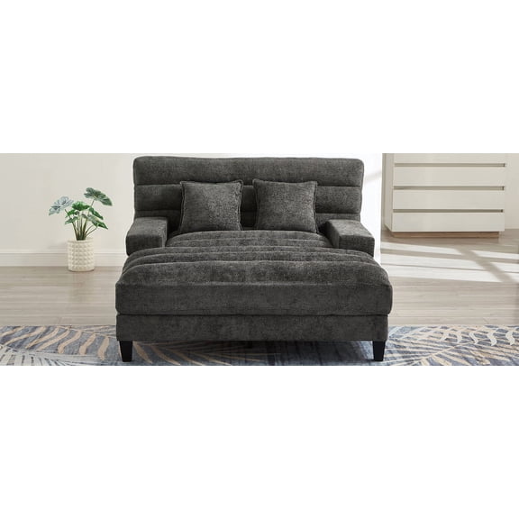LiviNest Adjustable Chaise Lounge Sofa: 6-Position Recliner with App-Controlled LED Lights - 180 Recline for Living Room & Small Spaces - Soft Chenille Upholstery Grey