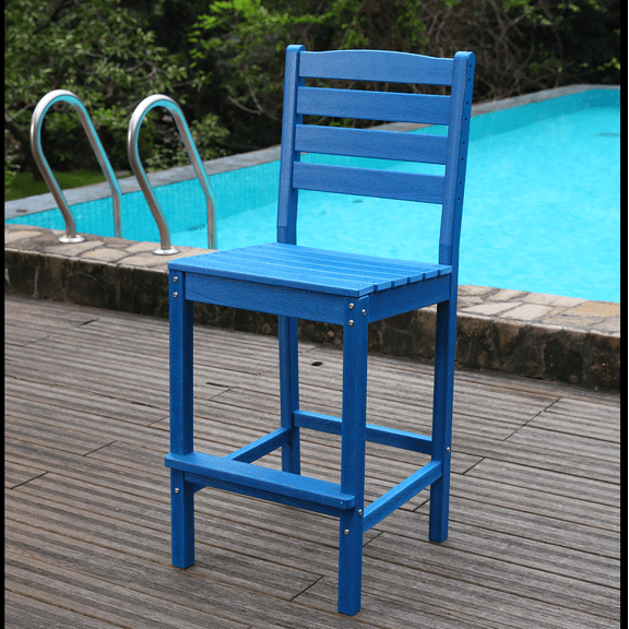 LiviNest All-Weather HDPE Bar Height Chair: 220 LBS Capacity - Zero-Maintenance Outdoor Seating for Patio & Deck - Quick-Drying Waterproof Stool for Poolside & Backyard