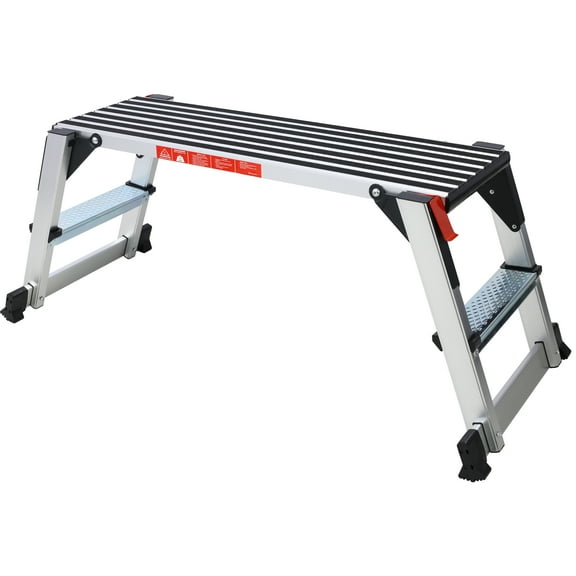 LiviNest Aluminum Folding Work Platform Step Stool: Non-Slip Surface & Safety Locks - Heavy Duty 330lbs Capacity Portable Work Bench for Retail Store Shelving & Maintenance Tasks