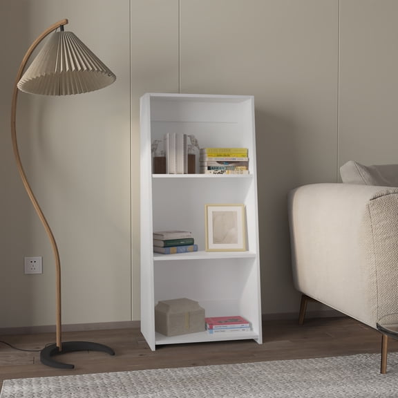 LiviNest Anthem White Melamine 3 Shelf Bookcase, Open Shelving Unit, Scratch Resistant Surface for Living Room Bedroom Home Office