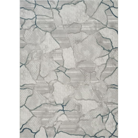 LiviNest Modern 3D Area Rug for Living Room: 5x7 Gray Marble Texture Rug - Kid & Pet Friendly Soft Polyester for High Traffic Homes & Apartments