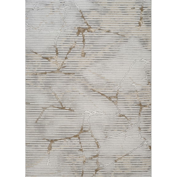 LiviNest Modern Area Rug: Soft Abstract Gray Rug with 3D Visual Effect for Living Room & Bedroom - 5'3" x 7'3" Polyester Pile & Jute Backing