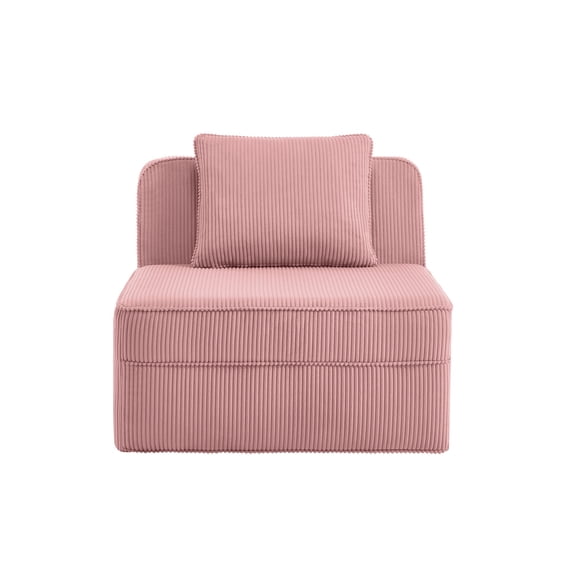 LiviNest Armless Sofa for Small Apartments: Fits in a 3'x3' Corner - 72-Hour Fluff to Cloud Comfort - Plush Pink Corduroy & High-Resilience Foam for Studio & Dorm