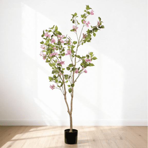 LiviNest Artificial Bougainvillea Tree with Pink Flowers: Realistic 60 Inch Faux Plant for Indoor Decor - Luxury Hotel Style Design with Detachable Trunk & Easy Maintenance for Commercial Spaces & Of
