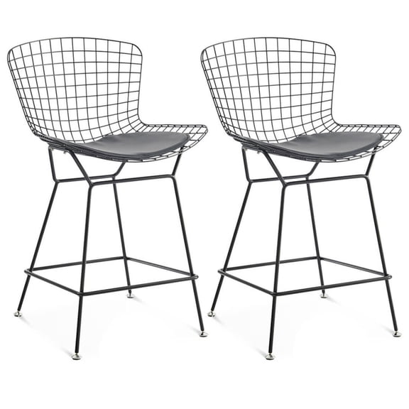 LiviNest Bar Stools Set of 2: Modern Wire Mesh Design with Cushioned Seat & Footrest - 304 Stainless Steel Frame for Kitchen Island & Home Bar - Comfortable Seating for Adults