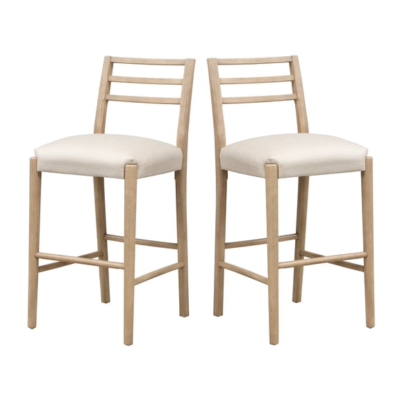 LiviNest Bar Stools Set of 2: Farmhouse Style Ladder Back Design - Rubberwood Frame & Upholstered Seat for Small Apartments Kitchen Counter Dining