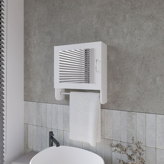 LiviNest Bathroom Storage Cabinet with Mirror: Modern Wall Mounted Organizer - Compact Design for Small Apartments & Rental Bathrooms with Towel Bar & Shelves