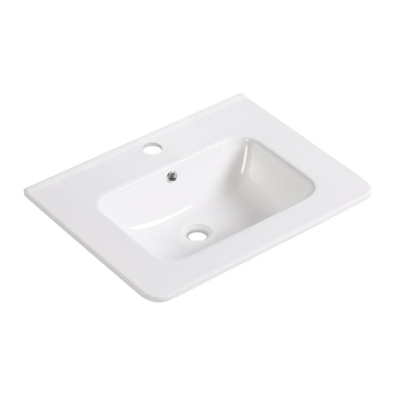 LiviNest Bathroom Vanity Sink: Modern Porcelain Countertop Basin - Pre-Drilled Single Hole Design for Rental Property & Airbnb Bathroom Installation