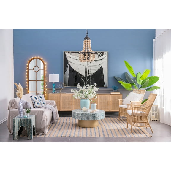 LiviNest Bohemian Rattan Chair: Natural Weaving Accent Seating for Bohemian Style Living Room - Lightweight Open Back Design for Home Decor & Additional Seating