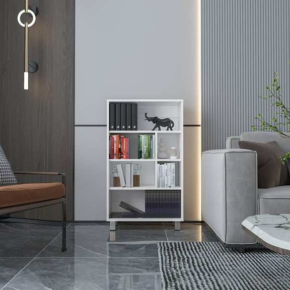 LiviNest Slim Bookcase for Small Spaces: 6-Shelf Storage Unit 23.6" Wide - Holds 48kg Total for Apartments & Dorm Rooms - White Modern Design