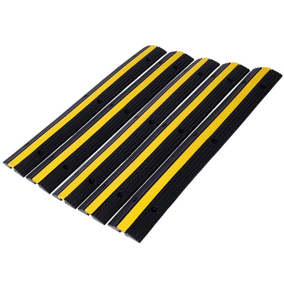 LiviNest Cable Protector Ramp Rubber Speed Bumps 5 Pack: Heavy Duty 6600Lbs Load Capacity with 12 Bolts Spike - Industrial Grade Rubber Construction for Workshop Garage Warehouse Vehicle Traffic Prot