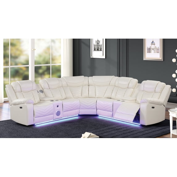 LiviNest Challenger Recliner Sectional Sofa: Modern Power Recliner with ...