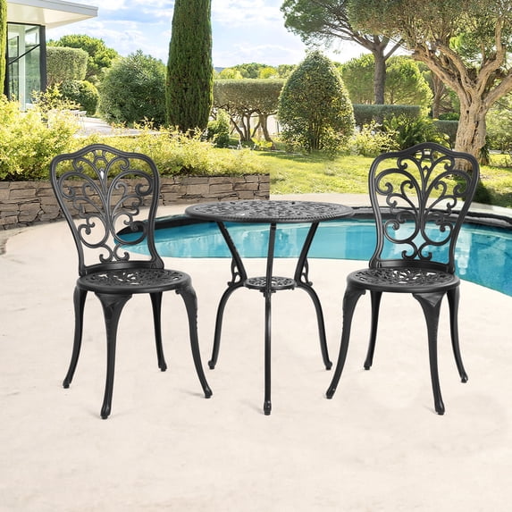 LiviNest Compact Patio Bistro Set: 3-Piece Cast Aluminum Outdoor Furniture - Fits 3ft x 3ft Corner for Small Balcony & Patio - Rust-Resistant & Low-Maintenance for 5+ Years