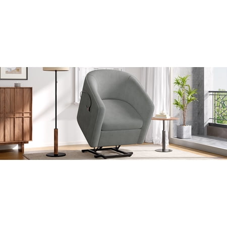 LiviNest Compact Power Lift Recliner for Seniors: 300lb Lift Assist - Barrel-Shaped Comfort with Extendable Footrest & Side Pocket - Space-Saving Design for Small Living Rooms & Bedrooms