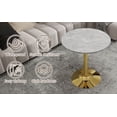 thumbnail image 1 of LiviNest Compact Round Dining Table for Small Spaces: 27.6-inch Marble-Like Tabletop - Seats 2-4 People for Apartment Living & Casual Dining - Gold Pedestal Base Mid-Century Modern Style, 1 of 6