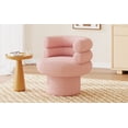 thumbnail image 1 of LiviNest Small Space Swivel Chair: 29-Inch Round Accent Chair - 360° Rotation for Bedroom Vanity & Apartment Living - Pink Teddy Fleece Barrel Chair, 1 of 6
