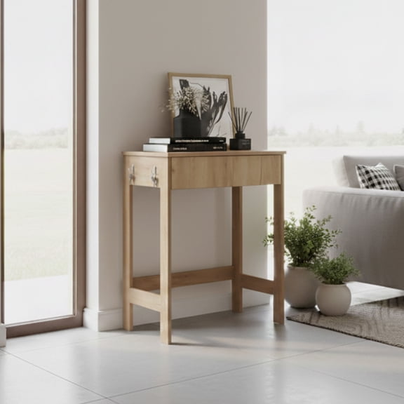 LiviNest Computer Desk with Drawer & Storage Shelf: Compact Modern Writing Desk for Home Office - Space-Saving Wooden Desk with 1 Drawer & Hooks for Small Apartments & Remote Workers