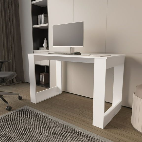 LiviNest Computer Desk: Modern Writing Desk with Ample Work Surface & Scratch-Resistant Melamine Coating - Compact Home Office Desk for Content Creators & Remote Workers