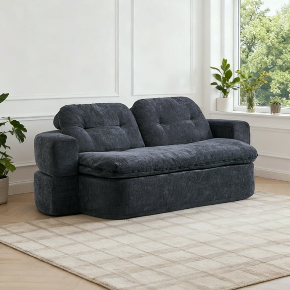 LiviNest Convertible Sofa Bed with Pillows: Modern Corduroy Fabric Foam-Filled Sleeper - Zero Assembly Space Saving Design for Small Apartments & Guest Rooms