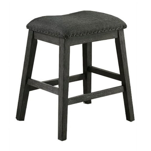 LiviNest Counter Height Bar Stools Set of 2: Modern Acacia Wood High Stools with Grey Fabric Cushion - Compact Kitchen Seating for Small Apartments & Breakfast Nooks