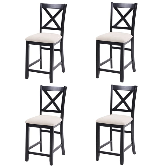 LiviNest Counter Height Dining Chairs Set of 4: Modern X-Back Design with Padded Seat & Wooden Frame - Compact Kitchen Bar Stools for Small Apartments & Open Floor Plans