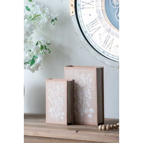 LiviNest Decorative Book Boxes Set: French Country Style Floral Storage Organizers - MDF & Linen Keepsake Boxes for Home Decor & Personal Items