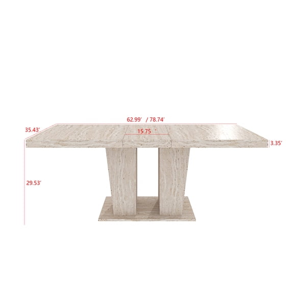 LiviNest Extendable Dining Table for Family Gatherings: 1 Table 2 Sizes 160cm to 200cm - Seats 6-10 People for Everyday Meals & Holiday Parties - Elegant Travertine Pattern with 12cm Thick Edge
