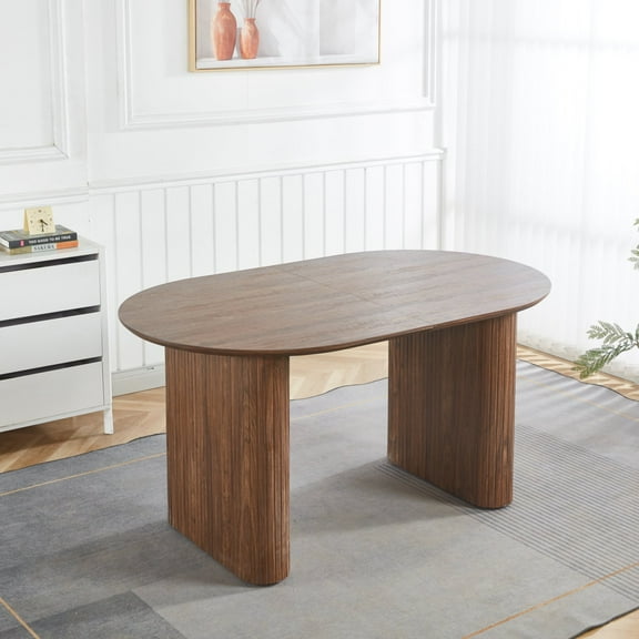LiviNest Extendable Oval Dining Table: MDF Wooden Expandable Desk - Coffee Shop Multi-Function Table for Small Spaces & Commercial Use with Modern Design & Easy Assembly