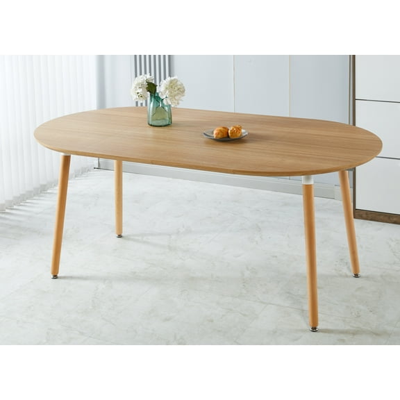 LiviNest Extendable Round Wood Table: 3-Size Adjustable Design (100/140/180cm) - Modern MDF Top with Tapered Wood Legs for Home Office & Dining Use - Space-Saving Solution for Small Apartments & Remo