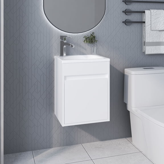 LiviNest Floating Vanity for Small Bathroom: Wall-Mounted Sink & Storage - 30% More Visual Space - Soft-Close Door & Scratch-Resistant White Finish - Ideal for Apartments & Guest Baths