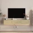 thumbnail image 1 of LiviNest Floating TV Stand Wall Mount: 3-in-1 Hub with Power & LED - Free Up 10+ sq.ft. Floor Space for Small Living Room - High Gloss Wood TV Cabinet with App-Controlled Mood Lighting, 1 of 6