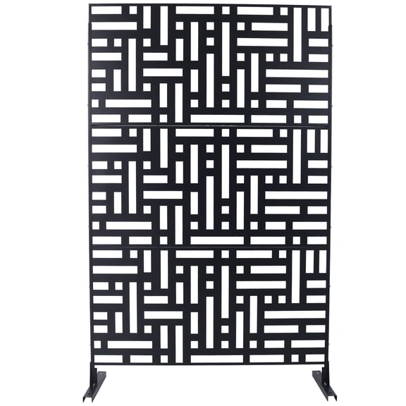 LiviNest Freestanding Privacy Screen for Balcony: 76"H Metal Privacy Fence Panel - 5-Minute Setup for Patio Deck Garden & Indoor Room Divider - Black Steel Decorative Screen