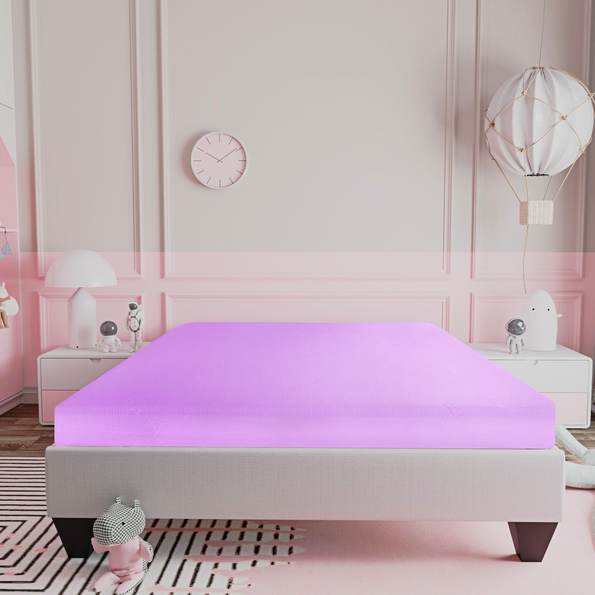 LiviNest Full Size Mattress in a Box: 6 Inch Firm Gel Memory Foam for Cool & Supportive Sleep - Modern Pink Design for Adults & Small Bedrooms
