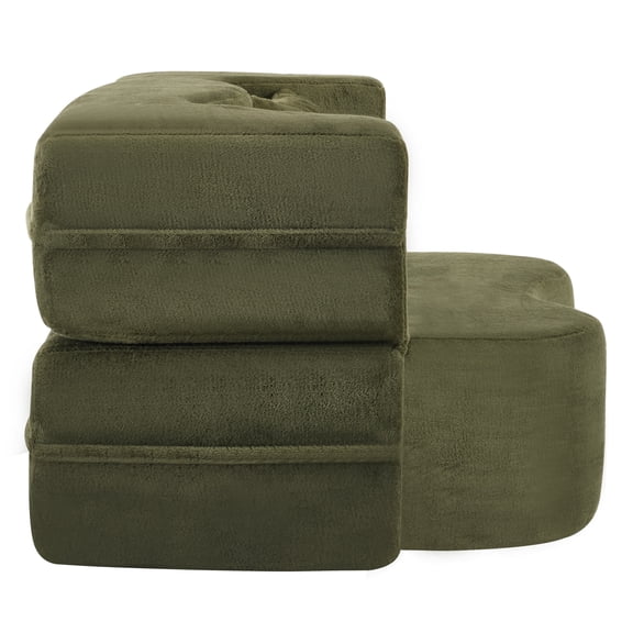 LiviNest Green Velvet Convertible Sofa Bed: Modern Folding Floor Sofa Bed for Small Apartments & Home Offices - Plush Fabric High-Density Foam Support Sleeper Sofa for Adults & Guests