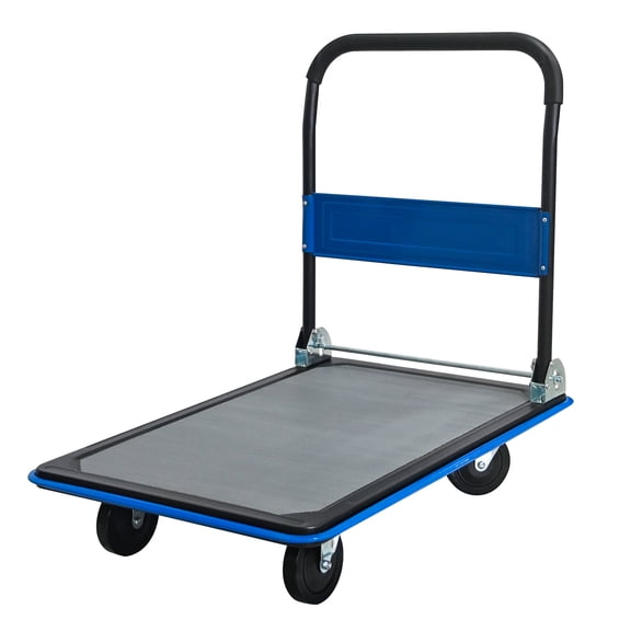 LiviNest Heavy Duty Folding Hand Truck: 660lbs Capacity Platform Cart with 360 Swivel Wheels & Foldable Design - Alloy Steel Frame Push Cart for Warehouse Loading & Ecommerce Storage