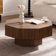 LiviNest Hexagonal Coffee Table Modern Wooden Side Table - Unique Geometric Design for Living Room & Bedroom with Sturdy Base & Easy Assembly for Compact Spaces