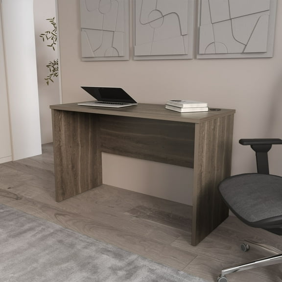 LiviNest Home Office Desk with Cable Management: Modern Computer Desk for Professional Workspace - Dark Walnut Minimalist Design & Scratch Resistant Surface for Small Spaces & Multiple Monitors Setup