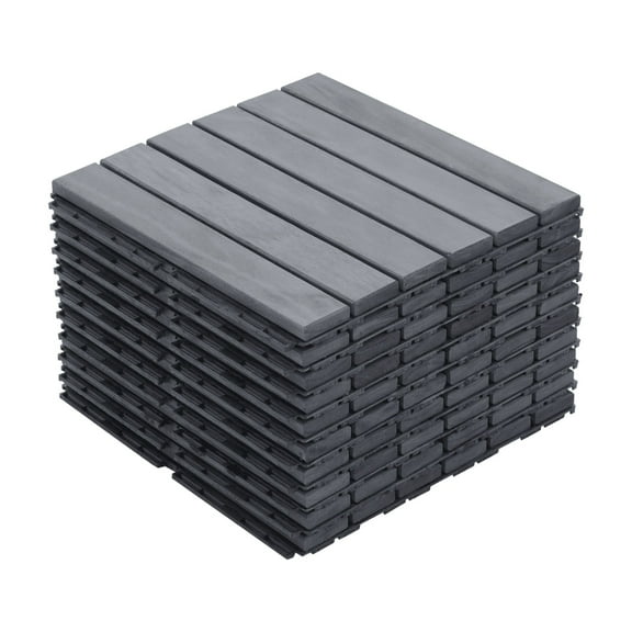 LiviNest Interlocking Deck Tiles for Patio: 10-Pack 12x12 Inch Light Gray Acacia Hardwood Flooring - 1-Hour DIY Outdoor Makeover for Balcony & Pool Side - Water-Resistant & No-Tools-Needed Installati