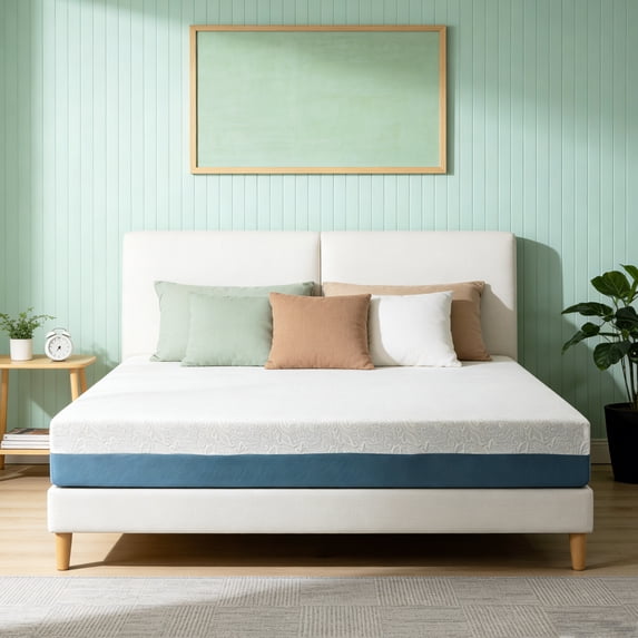 LiviNest 7-Zone King Mattress for Couples: 10-Inch Copper-Infused Cooling Foam - Adjustable Bed-Friendly & Motion Isolation - Made in Japan with Blue-White Cover